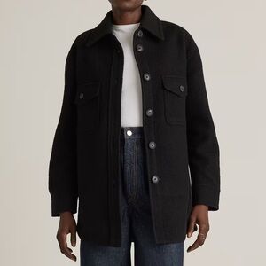 Quince Black 100% Merino Wool Shirt Jacket (Shacket)